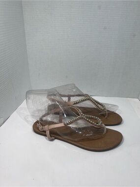 Madeline Stuart Pink Beaded T-Strap Sandals